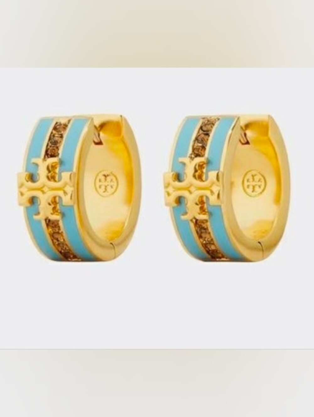 Tory Burch Kira Blue Huggie Earrings